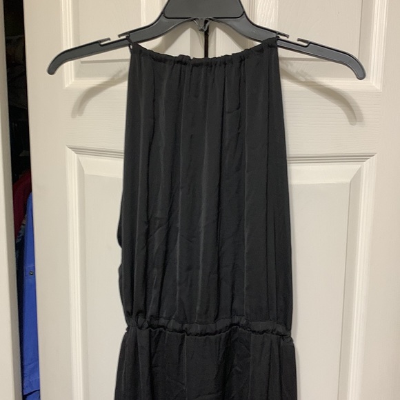 H&M black silky lined maxi dress gathered waist and neckline sz8,very forgiving - Picture 9 of 9